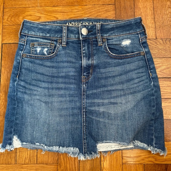 American Eagle Outfitters Women's Super Stretch X Jean Skirt Solid Blue Size 4 - Picture 3 of 7